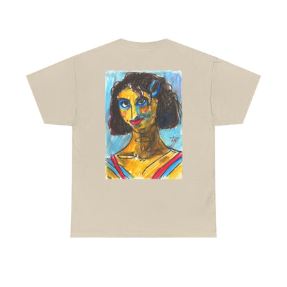 Unisex Heavy Cotton Tee - Motiv Augen & Frechdax, Neck Label