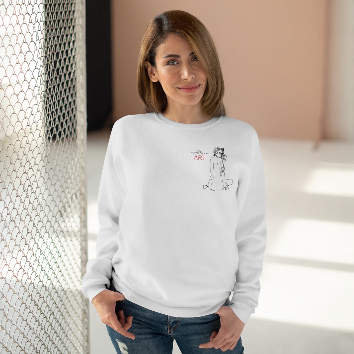 Unisex Crew Neck Sweatshirt (EU) - Motiv: Front Emilia H 13,6 cm & Rückseite Emilia H 48 cm