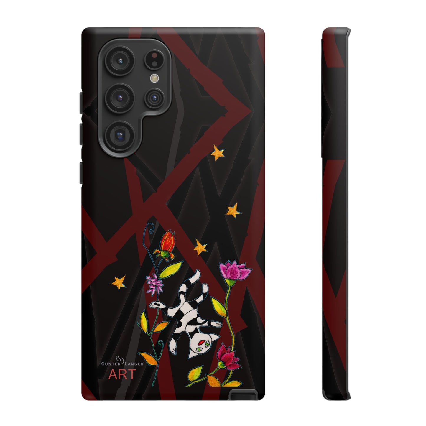 Tough Cases - Google Pixel - Samsung Galaxy - Motiv: Katze schwebt und Ranken, H 7,73 cm, Mikado3