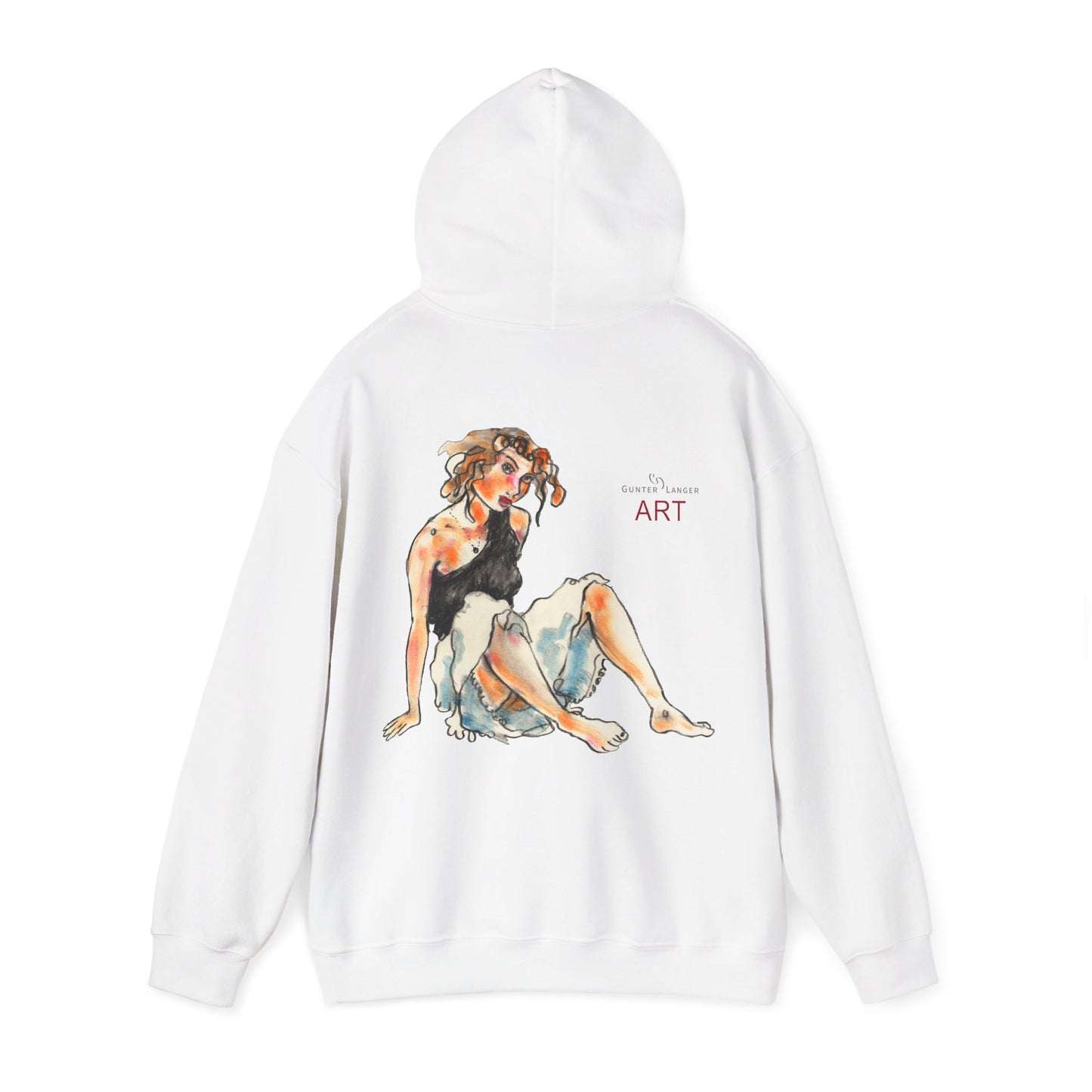 Unisex Heavy Blend™ Hooded Sweatshirt - Motiv Frontseite "Rosa", H 28 cm & Rückseite "Rosa", H 34 cm