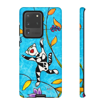 Tough Cases - Google Pixel - Samsung Galaxy - Motiv: Karierte Katze hüpft