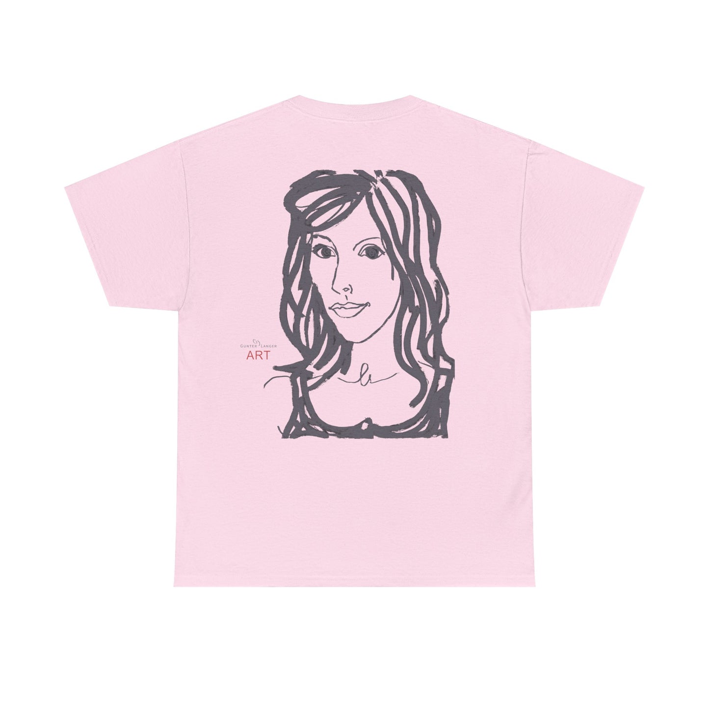 Unisex Heavy Cotton Tee - Motiv:  Front Esther ( grau, klein) & Rückseite Esther (grau), Neck Label