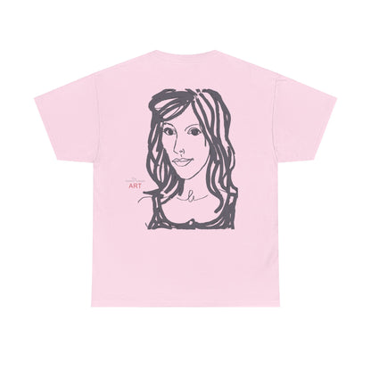 Unisex Heavy Cotton Tee - Motiv:  Front Esther ( grau, klein) & Rückseite Esther (grau), Neck Label