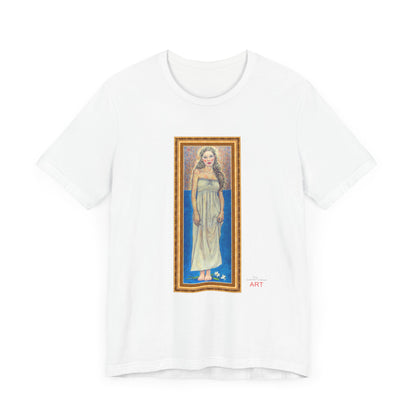 Unisex Jersey Short Sleeve Tee - Motiv: Front Marie, H 35,5 cm Goldrahmen