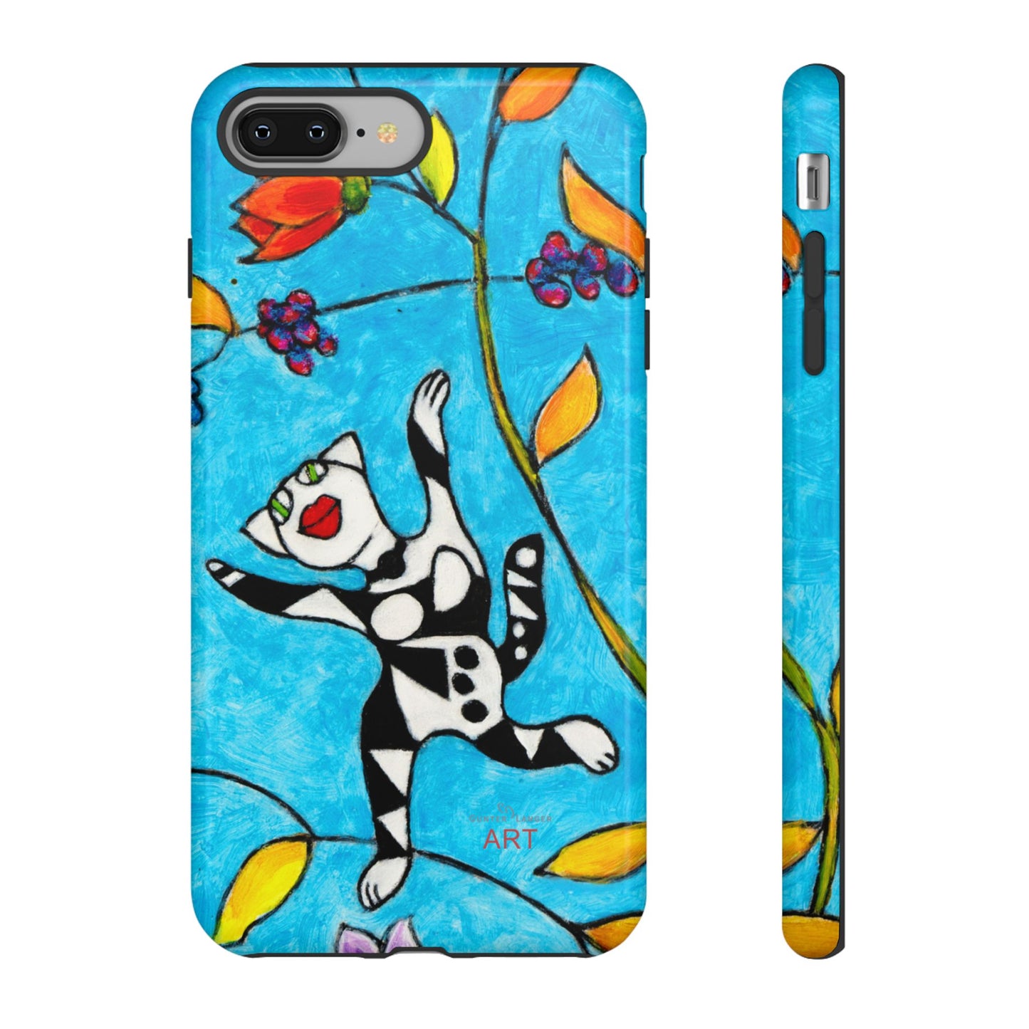 Tough Cases - iPhone - Motiv: Karierte Katze hüpft