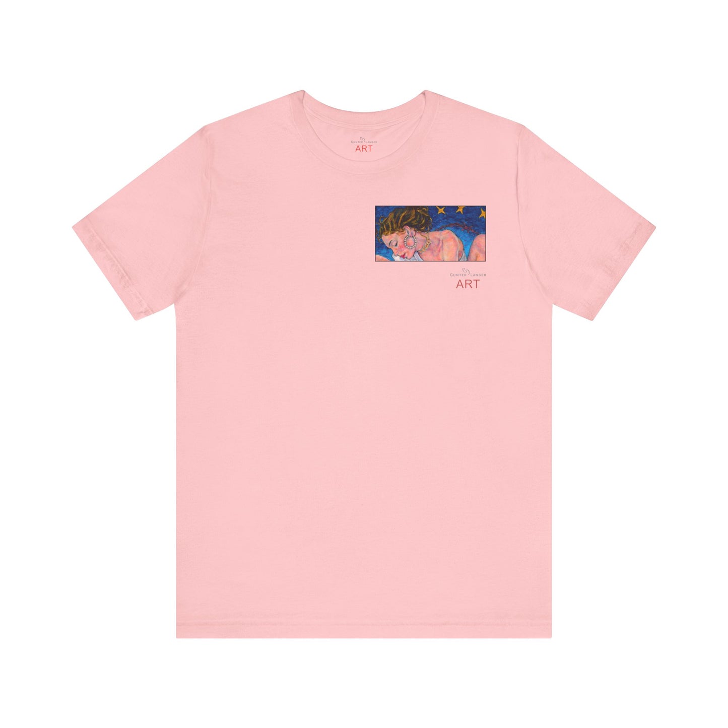 Unisex Jersey Short Sleeve Tee - Motiv: Front Alva (Ausschnitt H 7,8 cm) & Rückseite Alva, H 41 cm, Neck Label
