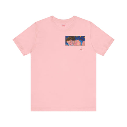 Unisex Jersey Short Sleeve Tee - Motiv: Front Alva (Ausschnitt H 7,8 cm) & Rückseite Alva, H 41 cm, Neck Label