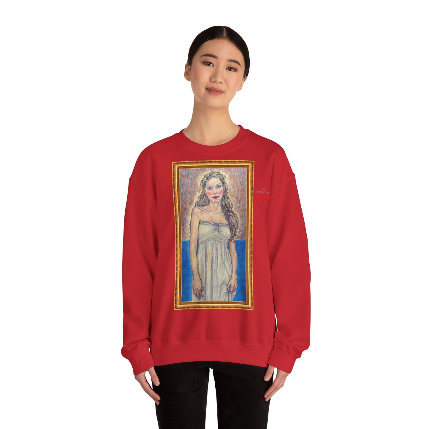 Unisex Heavy Blend™ Crewneck Sweatshirt - Motiv:  Front Marie (halb, gerahmt) & Rückseite Marie (gerahmt)