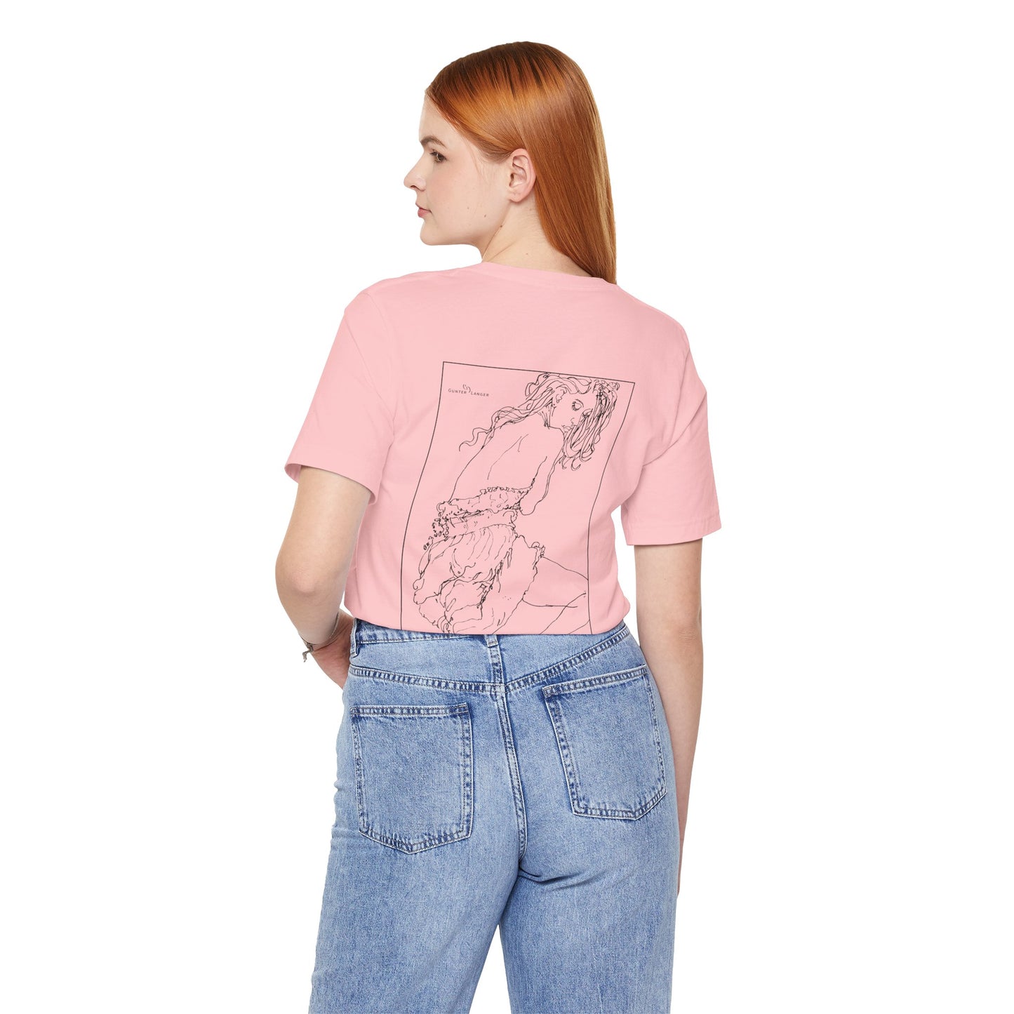 Unisex Jersey Short Sleeve Tee - Motiv: Rückseite Giselle, Kasten, H 40 cm
