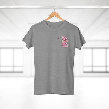 Single Jersey Women's T-shirt - hell - Motiv: Zuflucht, Ausschnitt, H 10 cm