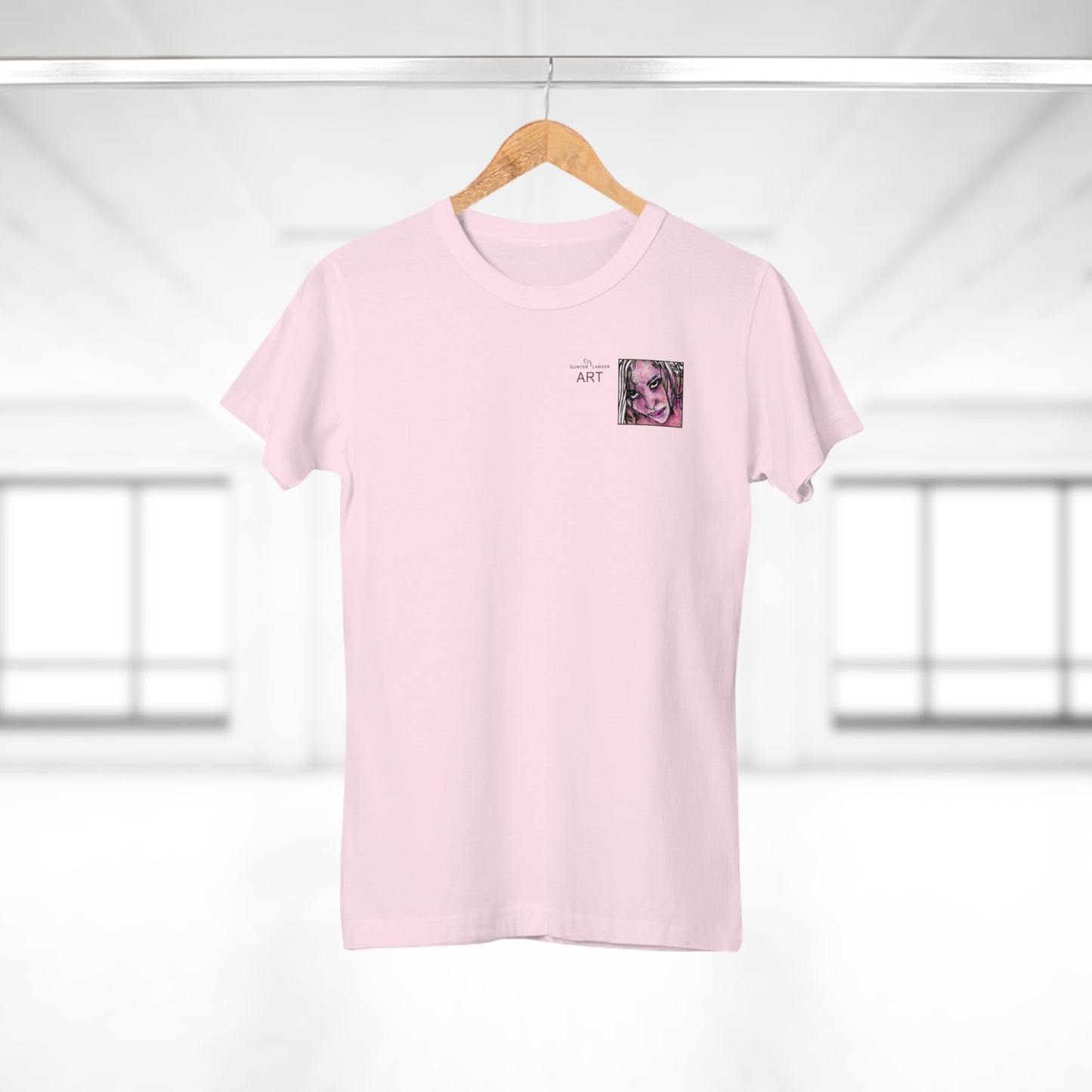 Single Jersey Women's T-shirt - hell - Motiv: Stella, Ausschnitt, H 6,3 cm