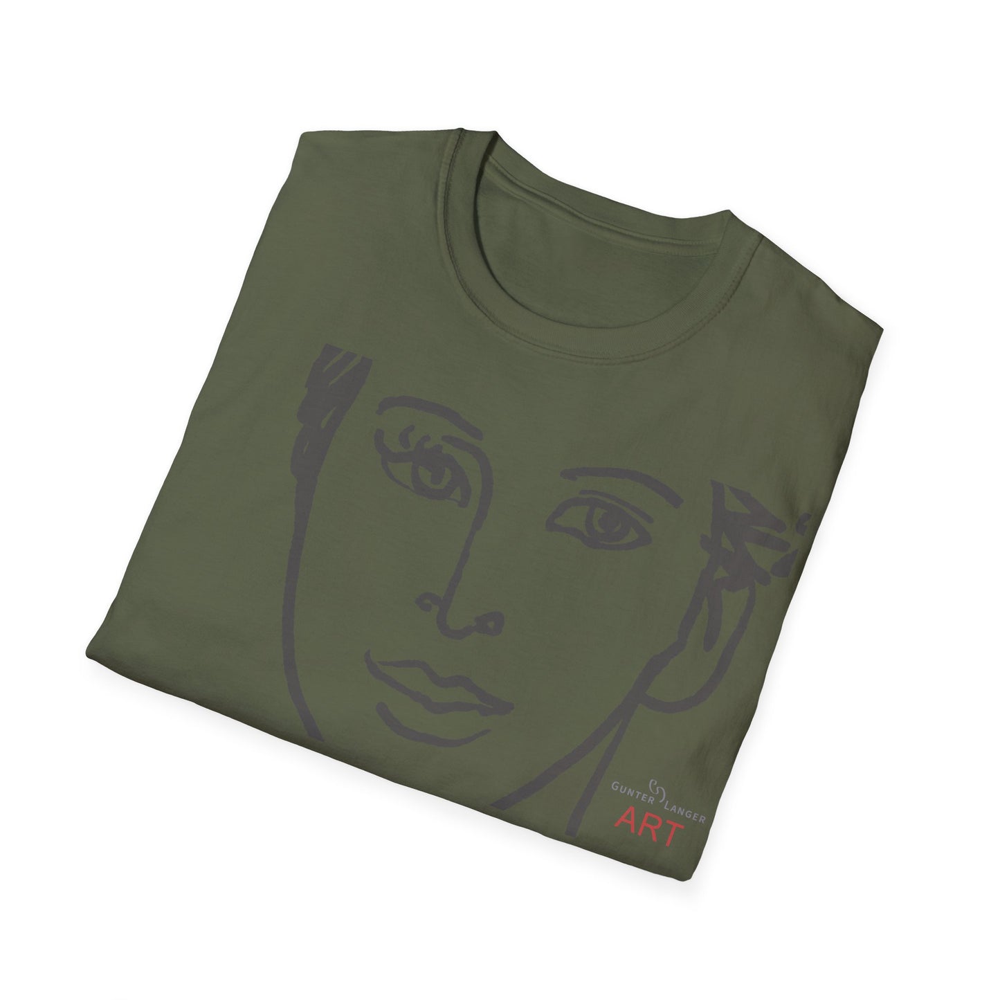 Unisex Softstyle T-Shirt - Motiv: Front Lars, H22,7 cm (Ausschnitt) & Rückseite Lars, H 49 cm (grau)