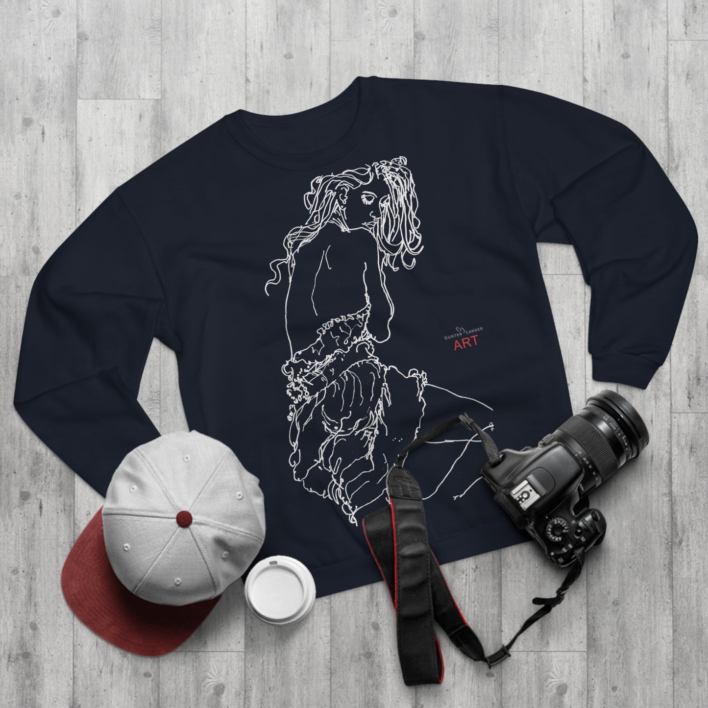 Unisex Crew Neck Sweatshirt (EU) - Motiv: Front Giselle, H 49 cm & Rückseite Giselle,  H 49 cm (weiß)