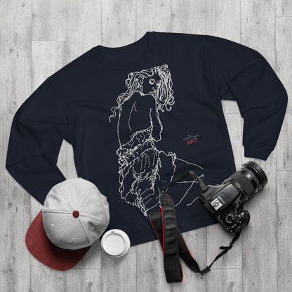 Unisex Crew Neck Sweatshirt (EU) - Motiv: Front Giselle, H 49 cm & Rückseite Giselle,  H 49 cm (weiß)
