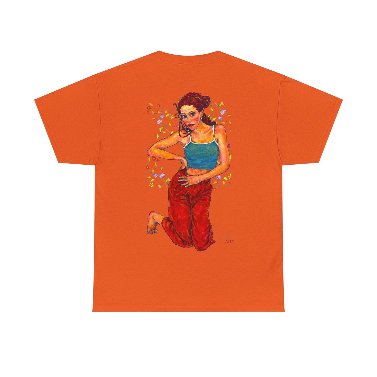 Unisex Heavy Cotton Tee - Motiv: Front, Lea, Ranken, H 13cm & Rückseite, Lea, Ranken, H 40,45 cm, Neck Label