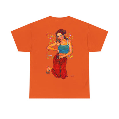 Unisex Heavy Cotton Tee - Motiv: Front, Lea, Ranken, H 13cm & Rückseite, Lea, Ranken, H 40,45 cm, Neck Label