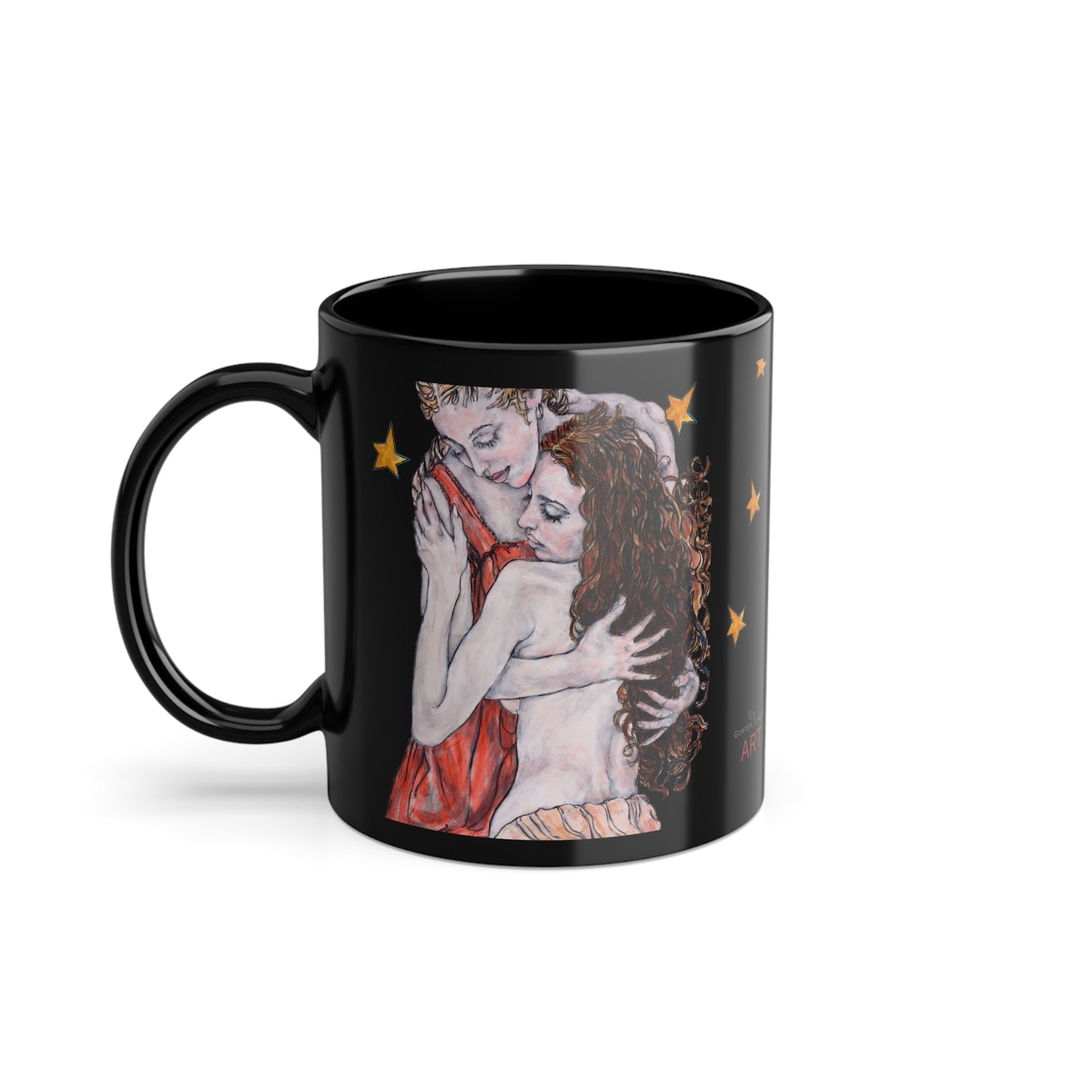 Black Coffee Cup, 11oz - Motiv:  Bei dir, Nachthimmel mit Sternen