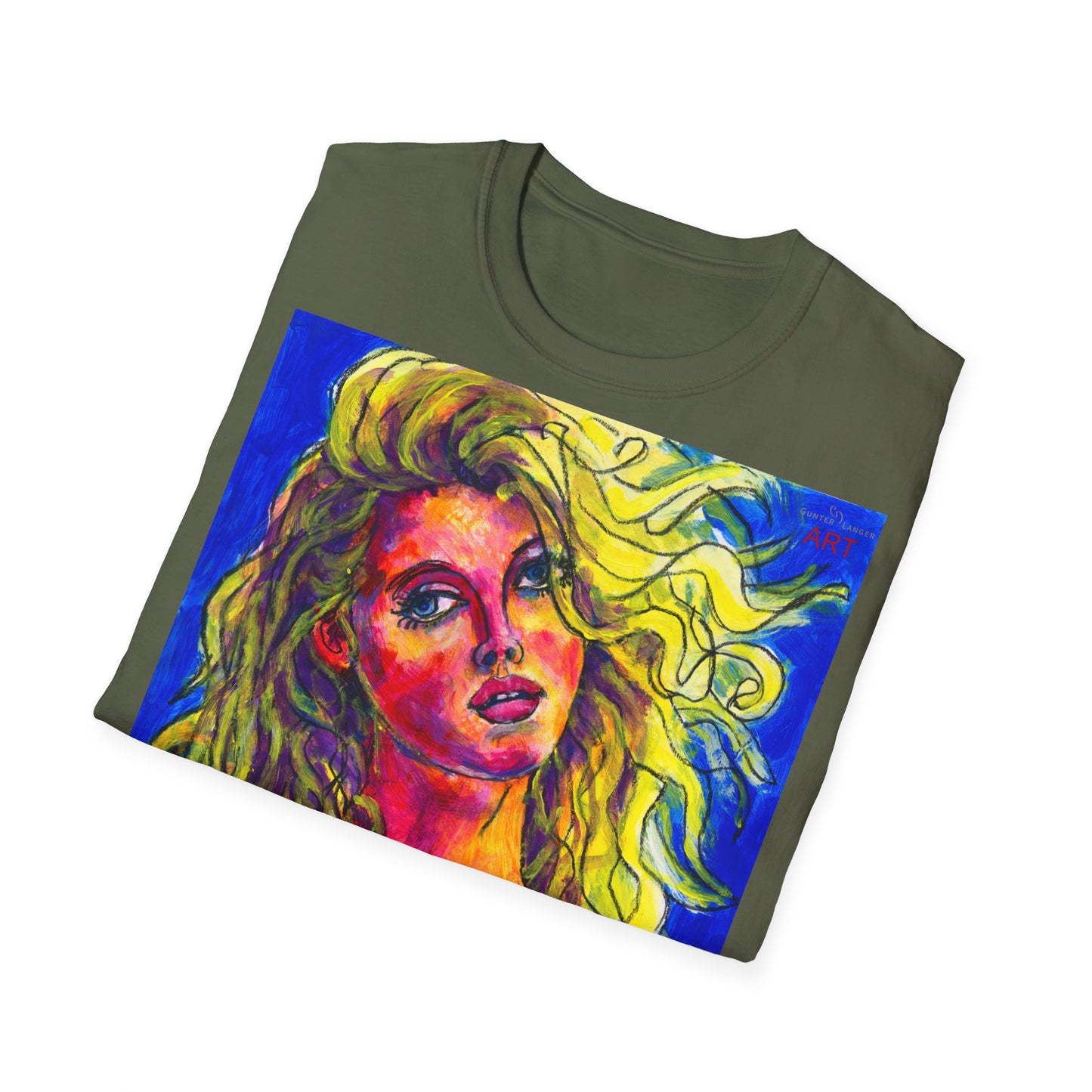 Unisex Softstyle T-Shirt - Motiv: Front Mascha, H 49cm sw, Neck Label