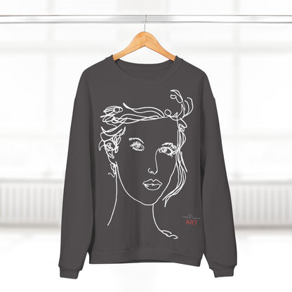 Unisex Crew Neck Sweatshirt (EU) - Motiv: Front Helena & Rückseite Helena, H 49,45 cm, (weiß)