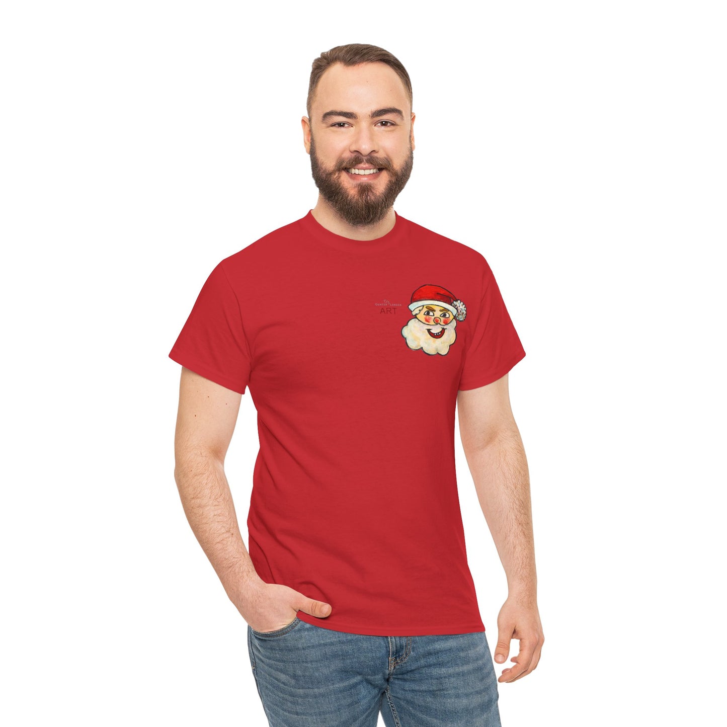 Unisex Heavy Cotton Tee - Motiv: Weihnachtsmann, H 13 cm