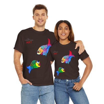 Unisex Heavy Cotton Tee - Motiv: Front Zwei Fische zueinander