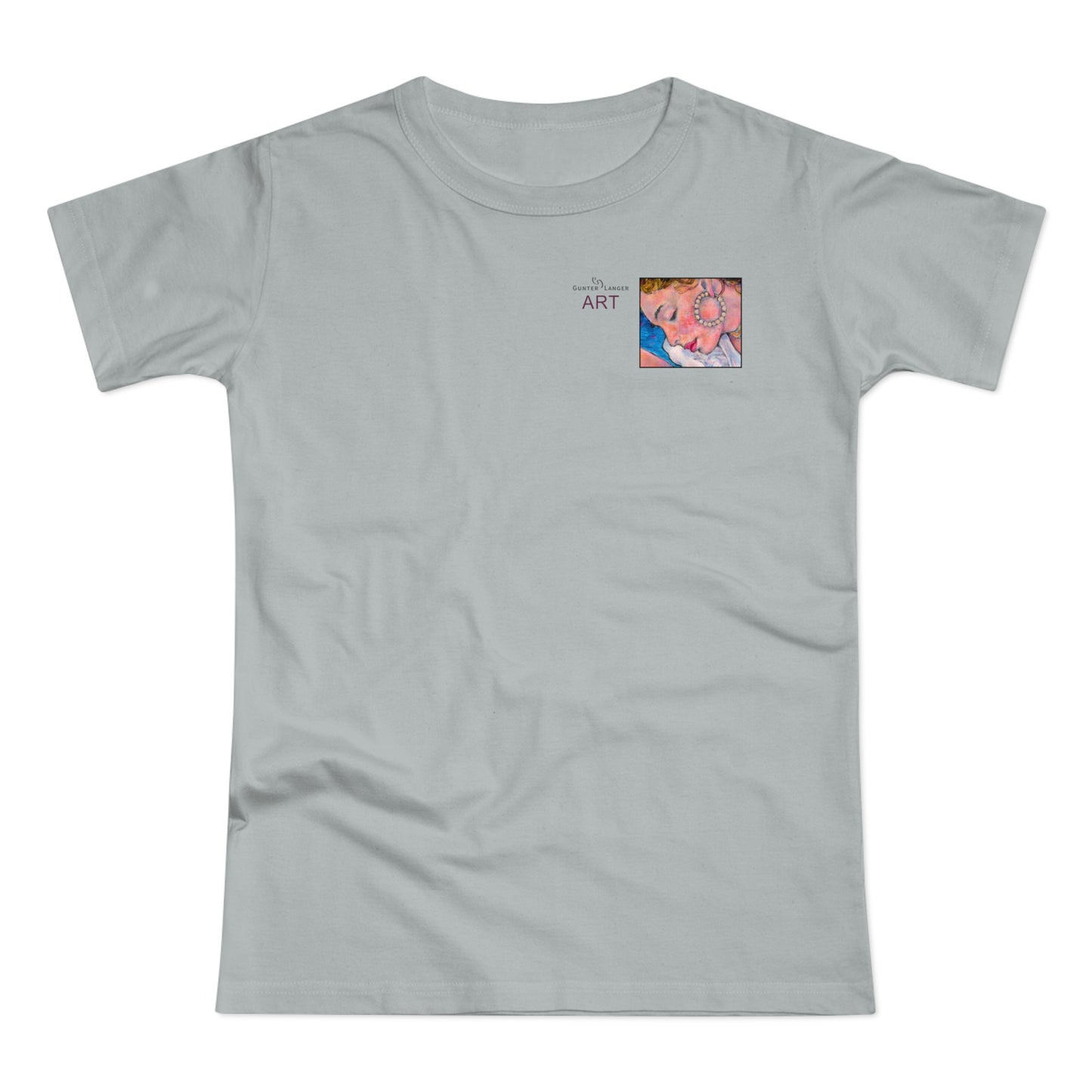 Single Jersey Women's T-shirt - hell - Motiv: Alva, Ausschnitt, H 6,5 cm