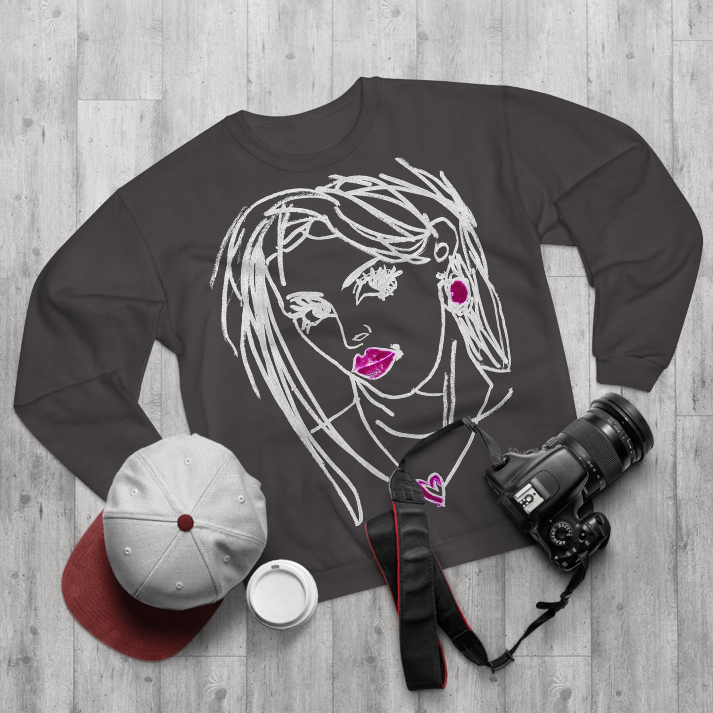 Unisex Crew Neck Sweatshirt (EU) - Motiv: Front Raja, H 49 cm & Rückseite Raja, H 49 cm (weiß)