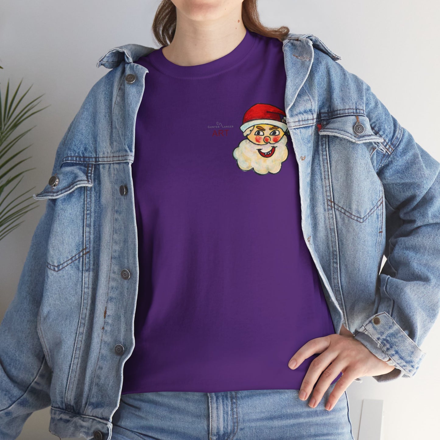Unisex Heavy Cotton Tee - Motiv: Weihnachtsmann, H 13 cm