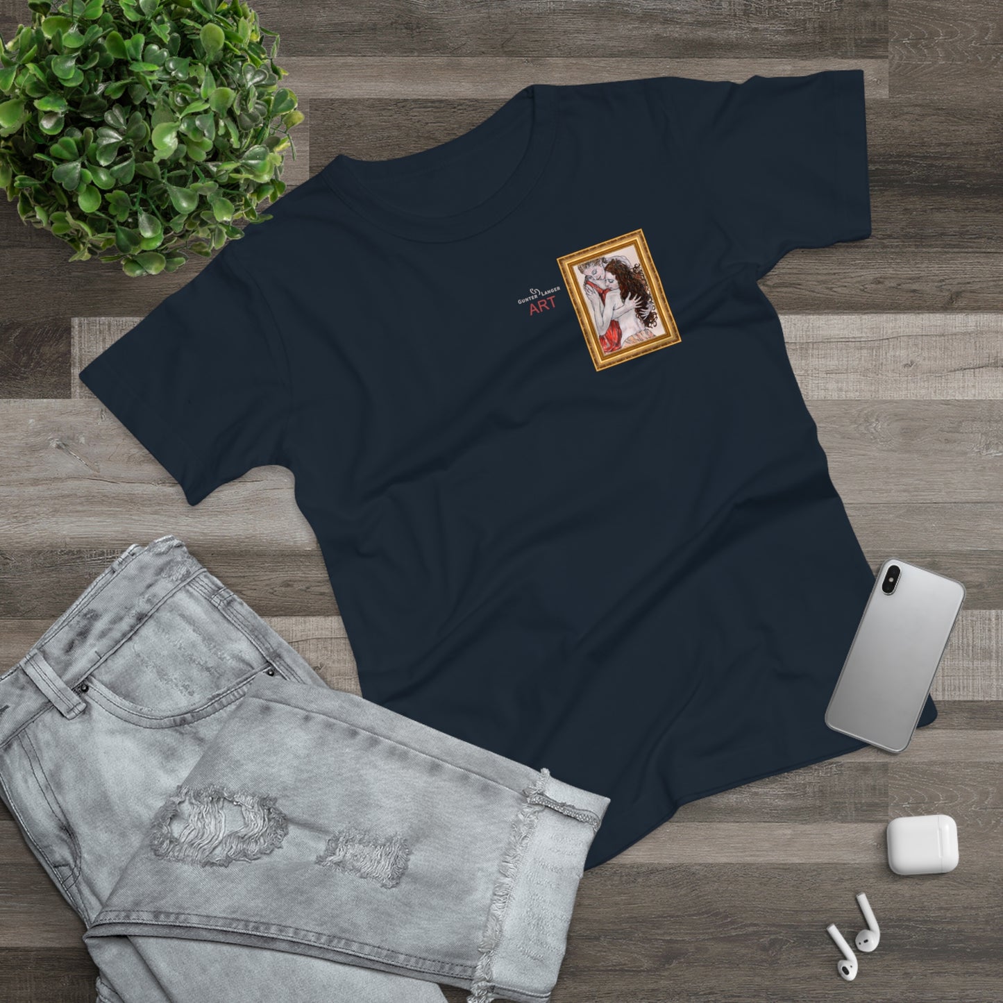 Single Jersey Women's T-shirt - dunkel - Motiv: Bei dir, H 11 cm