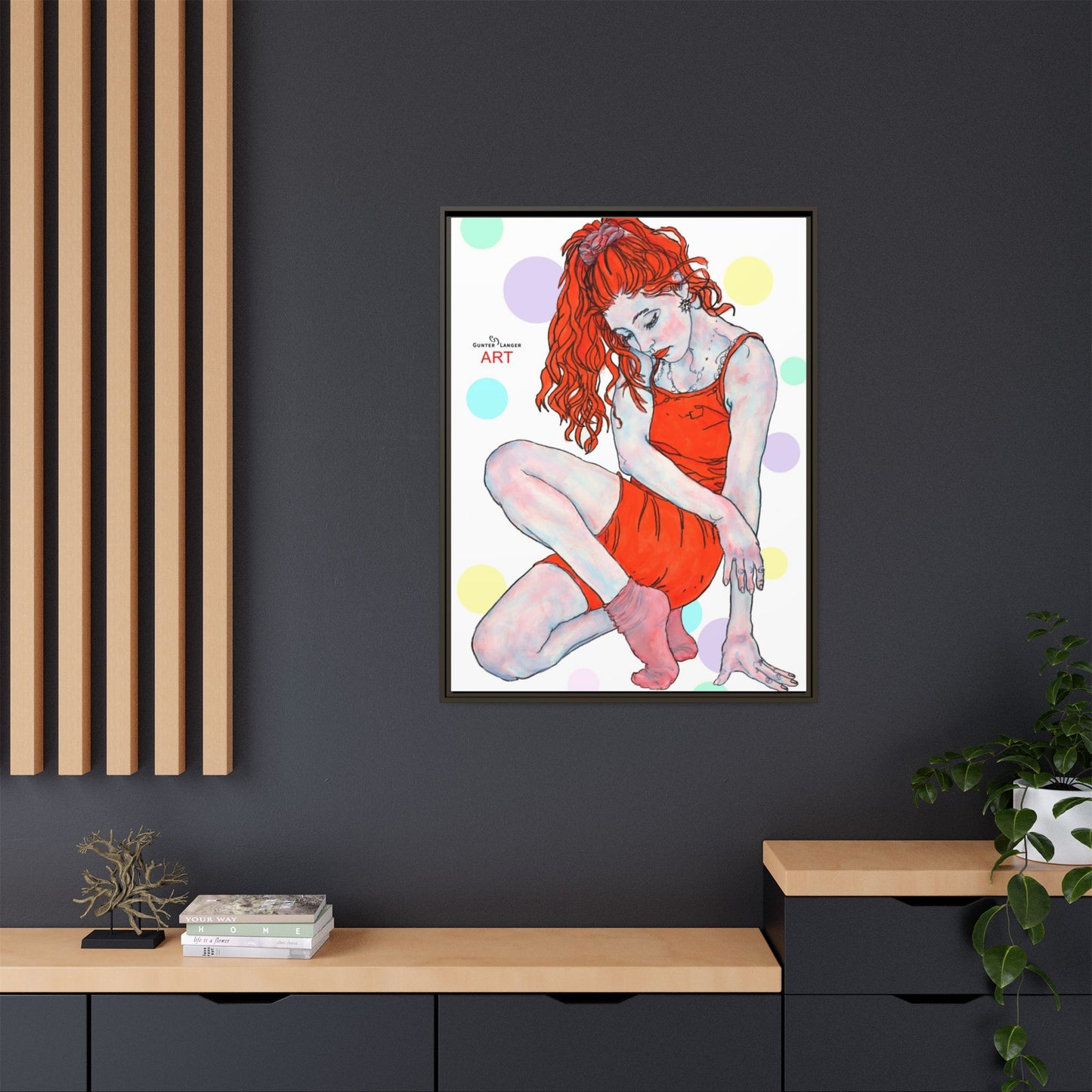 Matte Canvas, Framed (Multi-color) - Motiv:  Julia, Farbkreise, Format groß, H 91,4 bis 152,4 cm