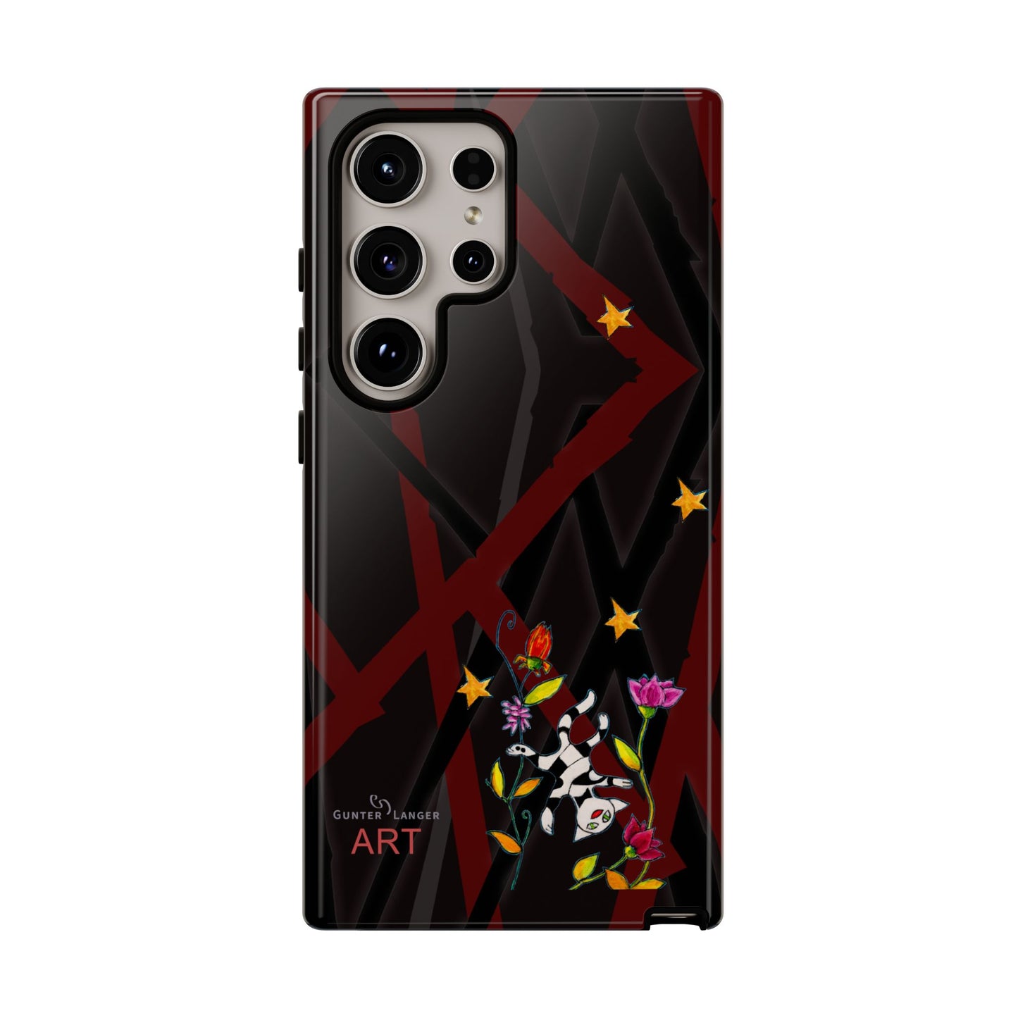 Tough Cases - Google Pixel - Samsung Galaxy - Motiv: Katze schwebt und Ranken, H 5,26 cm, Mikado3