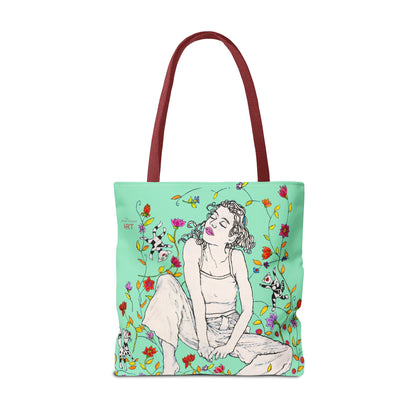 Tote Bag (AOP) - Motiv: Carolin sw auf dklgrün