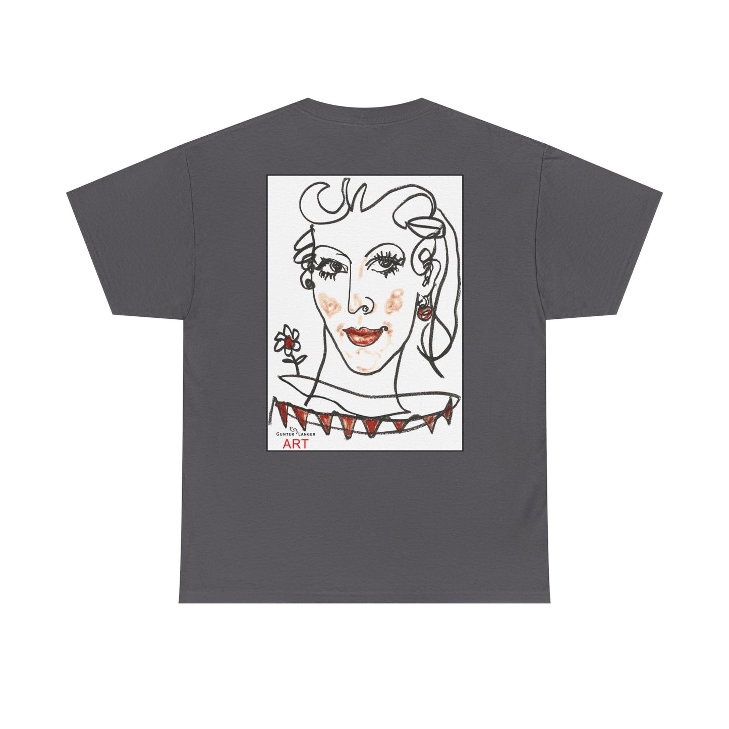 Unisex Heavy Cotton Tee - Motiv: Front Logo & Rückseite Lina, Neck Label