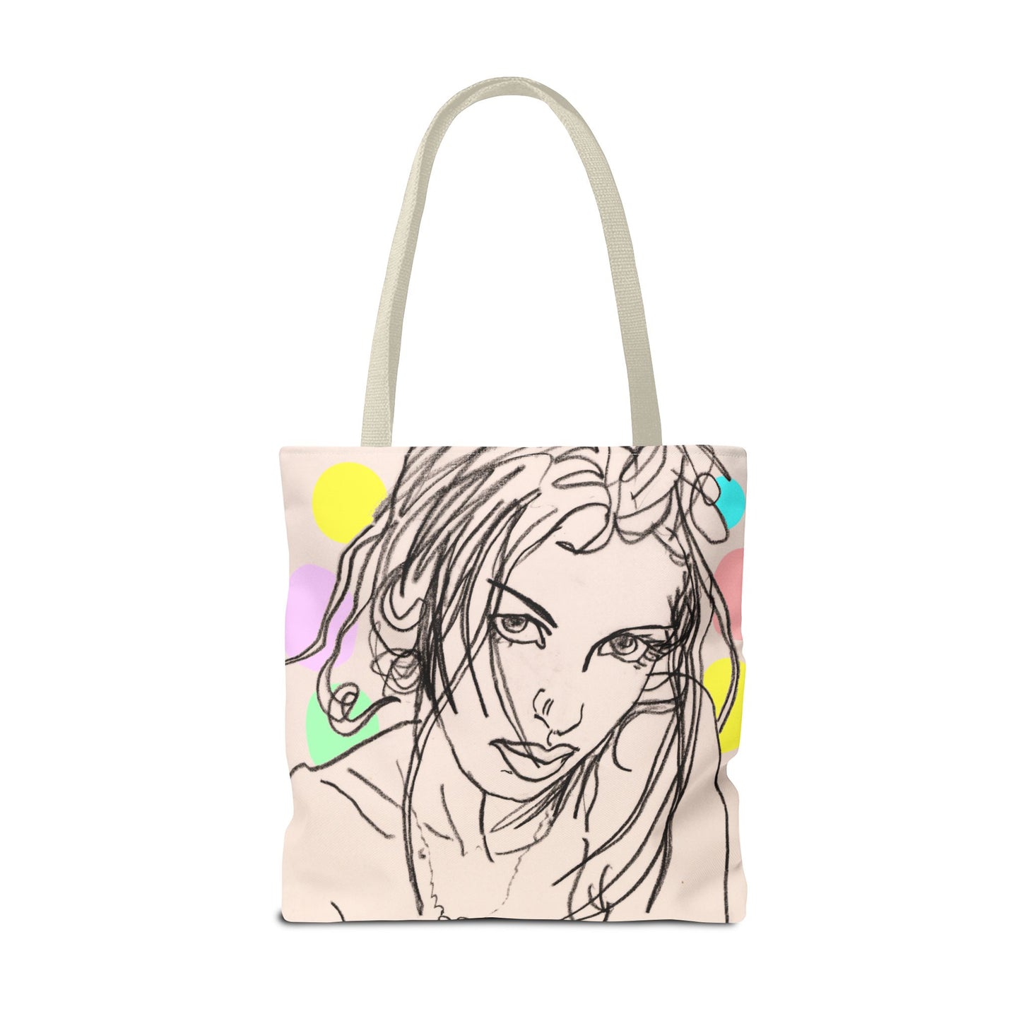 Tote Bag (AOP) - Motiv:  Front Rosalie & Rückseite Rosalie, Farbiger Hintergrund