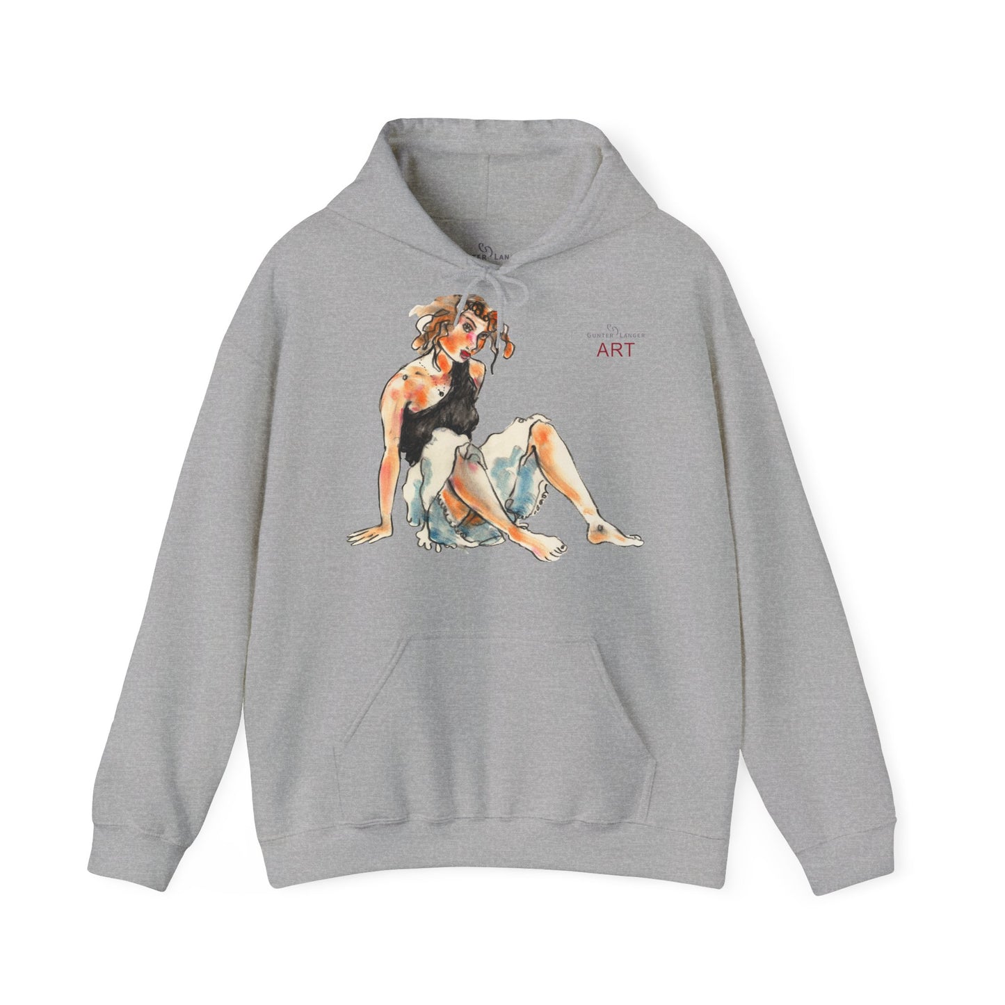 Unisex Heavy Blend™ Hooded Sweatshirt - Motiv Frontseite "Rosa", H 28 cm & Rückseite "Rosa", H 34 cm