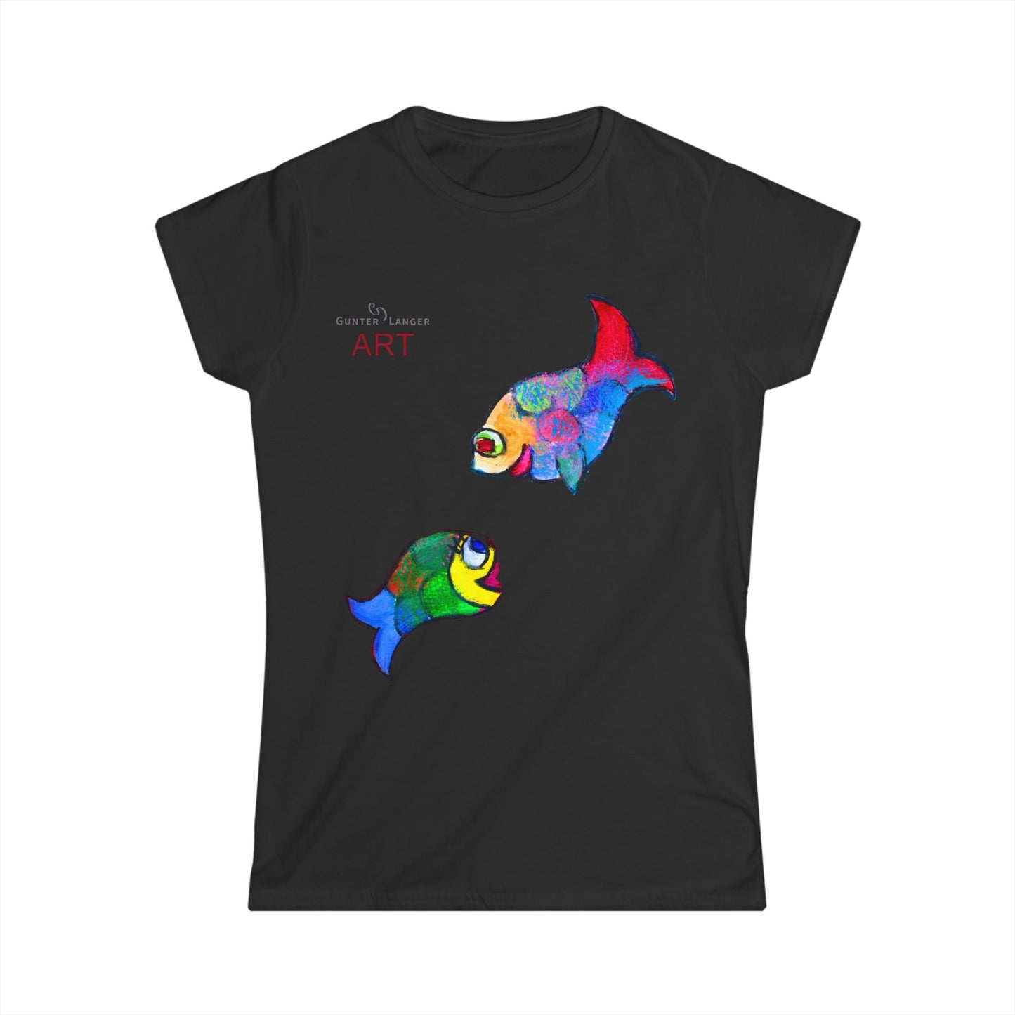 Women's Softstyle Tee - Motiv: Front, Zwei  Fische  zueinander