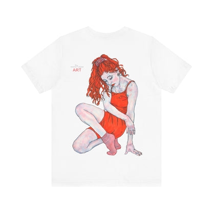 Unisex Jersey Short Sleeve Tee - Motiv: Front Julia (Ausschnitt) & Rückseite Julia, H 49 cm