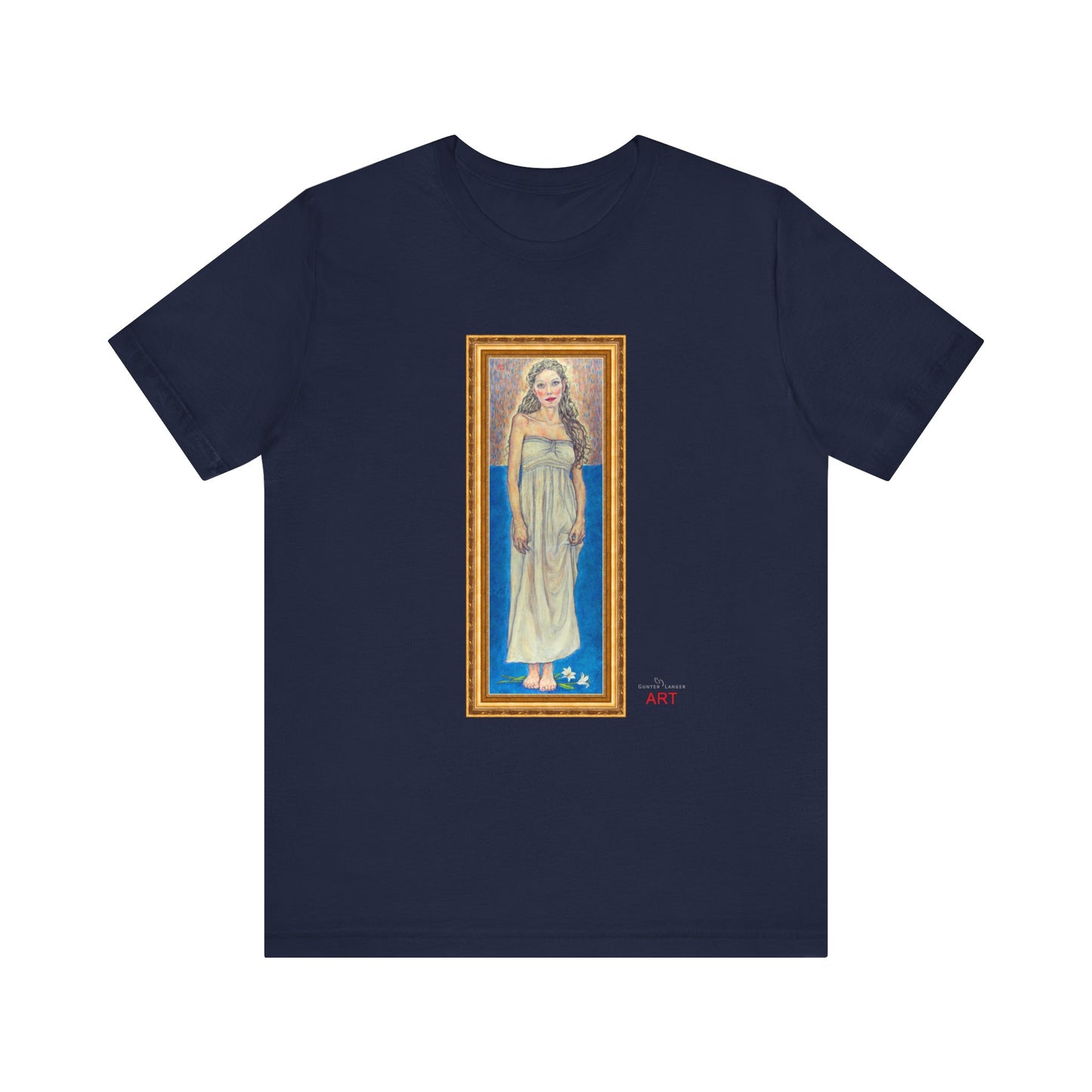 Unisex Jersey Short Sleeve Tee - Motiv: Front Marie, H 35,5 cm Goldrahmen
