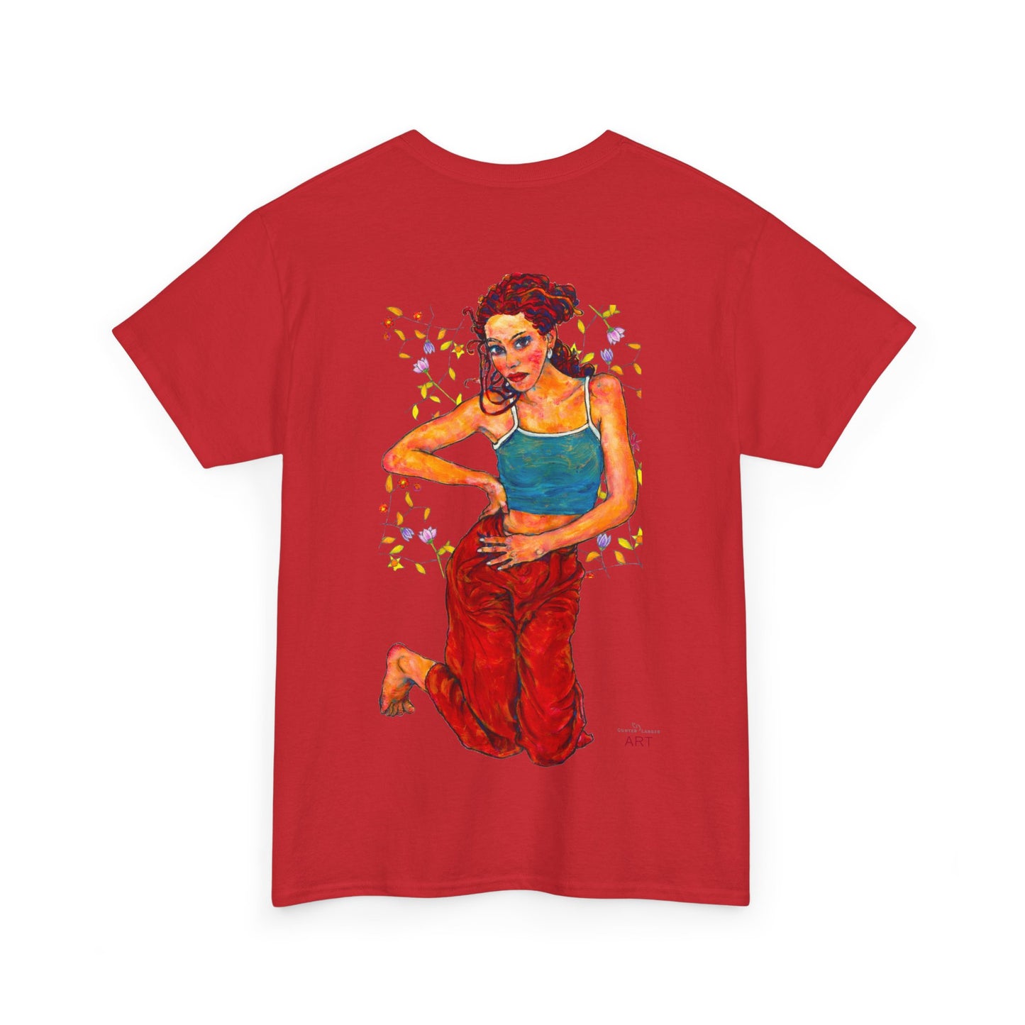 Unisex Heavy Cotton Tee - Motiv: Front, Lea, Ranken, H 13cm & Rückseite, Lea, Ranken, H 40,45 cm, Neck Label