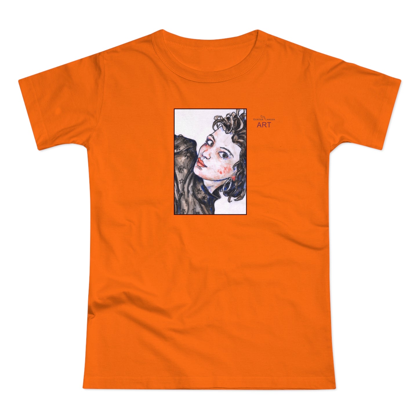 Single Jersey Women's T-shirt - hell - Motiv: Front Annette, H 20 cm & Rückseite Annette, H 35,56 cm