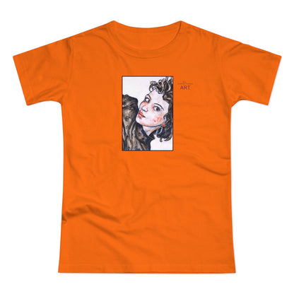 Single Jersey Women's T-shirt - hell - Motiv: Front Annette, H 20 cm & Rückseite Annette, H 35,56 cm