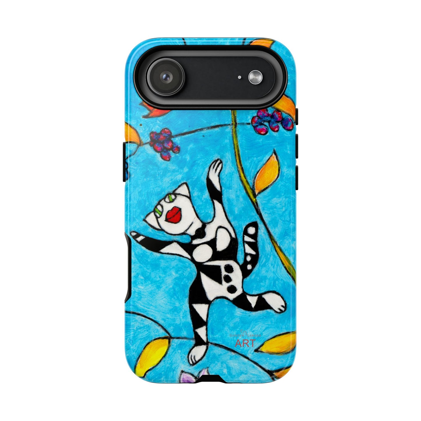 Tough Cases - iPhone - Motiv: Karierte Katze hüpft