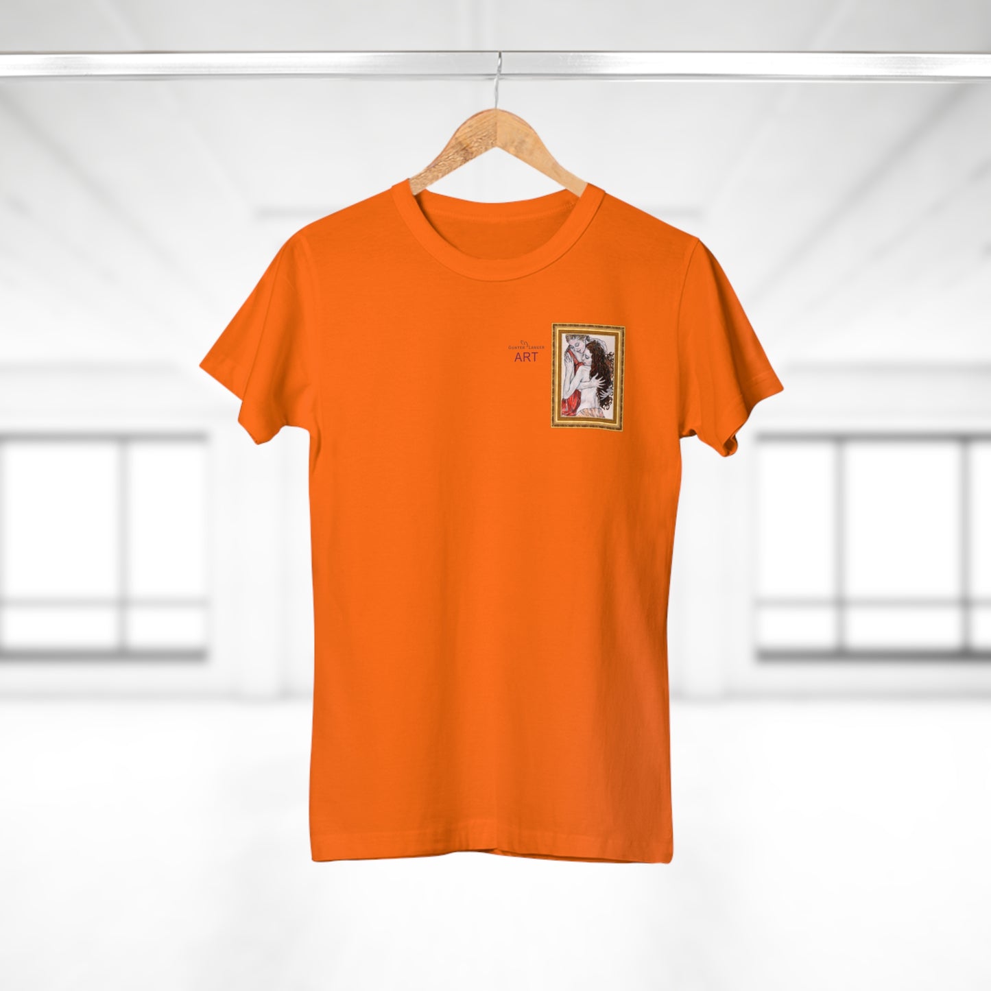 Single Jersey Women's T-shirt - hell - Motiv: Bei dir, H 11 cm