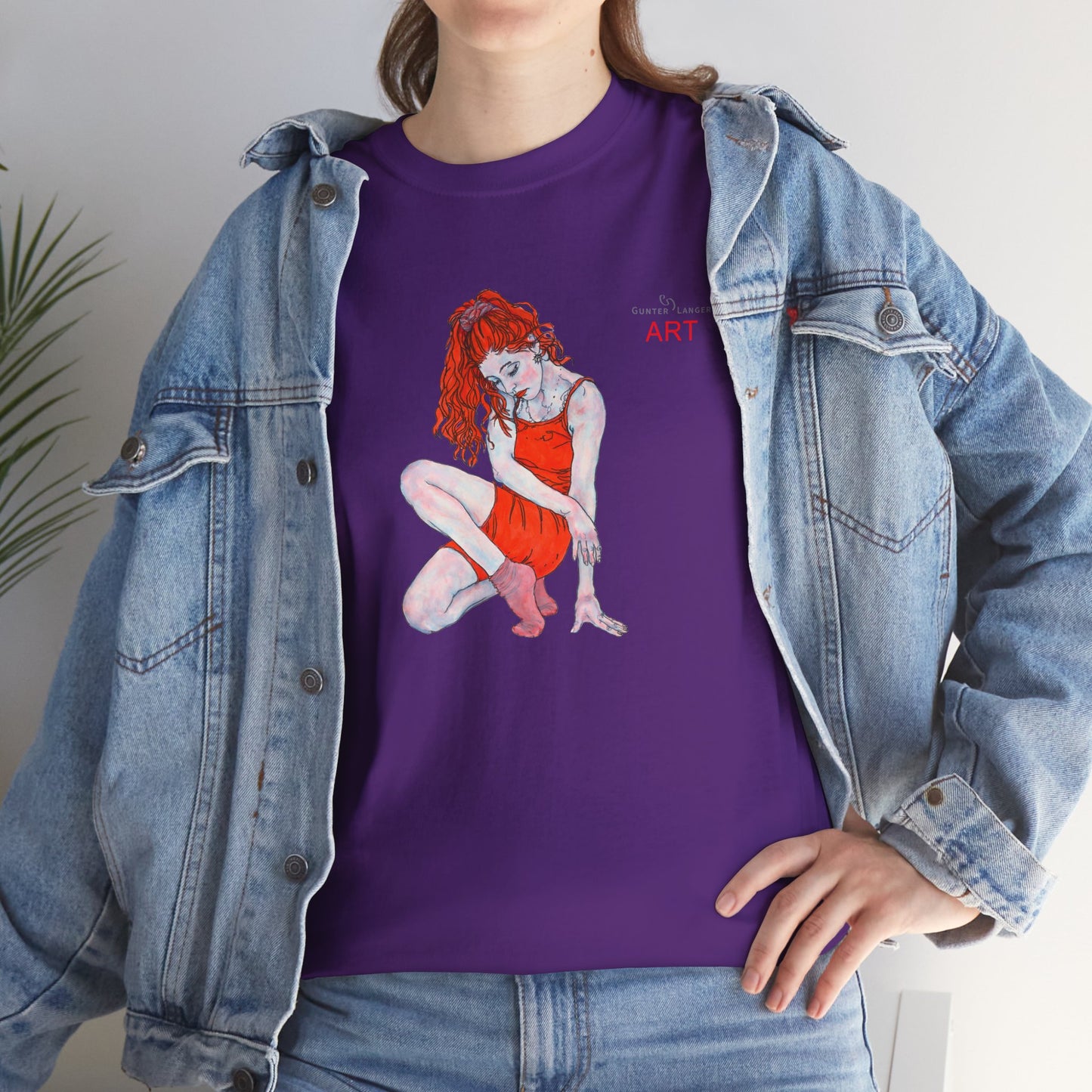 Unisex Heavy Cotton Tee - Motiv:  Front Julia, H25 cm & Rückseite Julia, H 49 cm