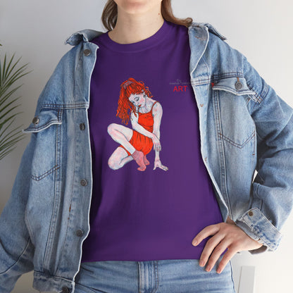 Unisex Heavy Cotton Tee - Motiv:  Front Julia, H25 cm & Rückseite Julia, H 49 cm