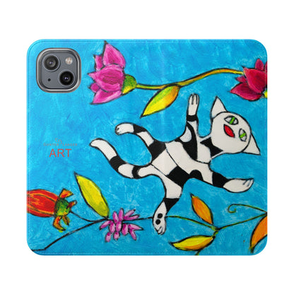 Flip Cases - Motiv: Gescheckte Katze schwebt