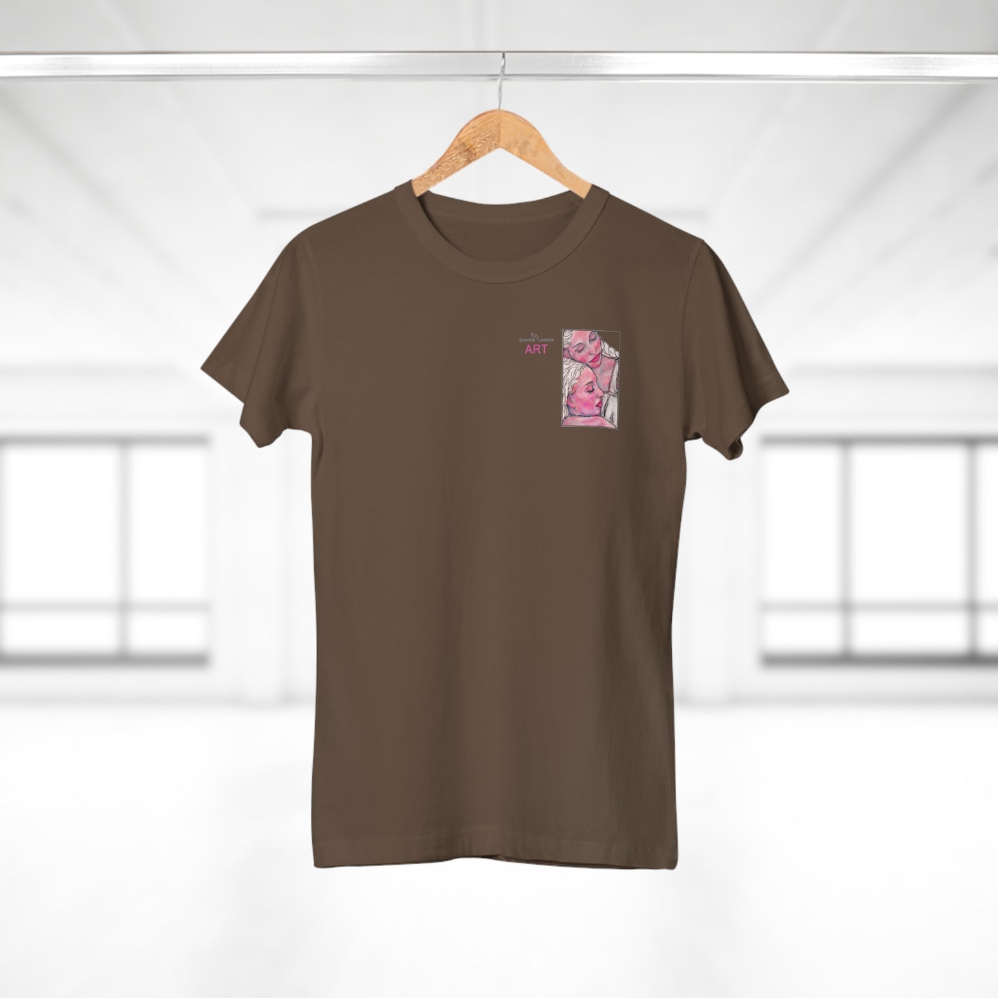 Single Jersey Women's T-shirt - dunkel - Motiv: Zuflucht, Ausschnitt, H 10 cm
