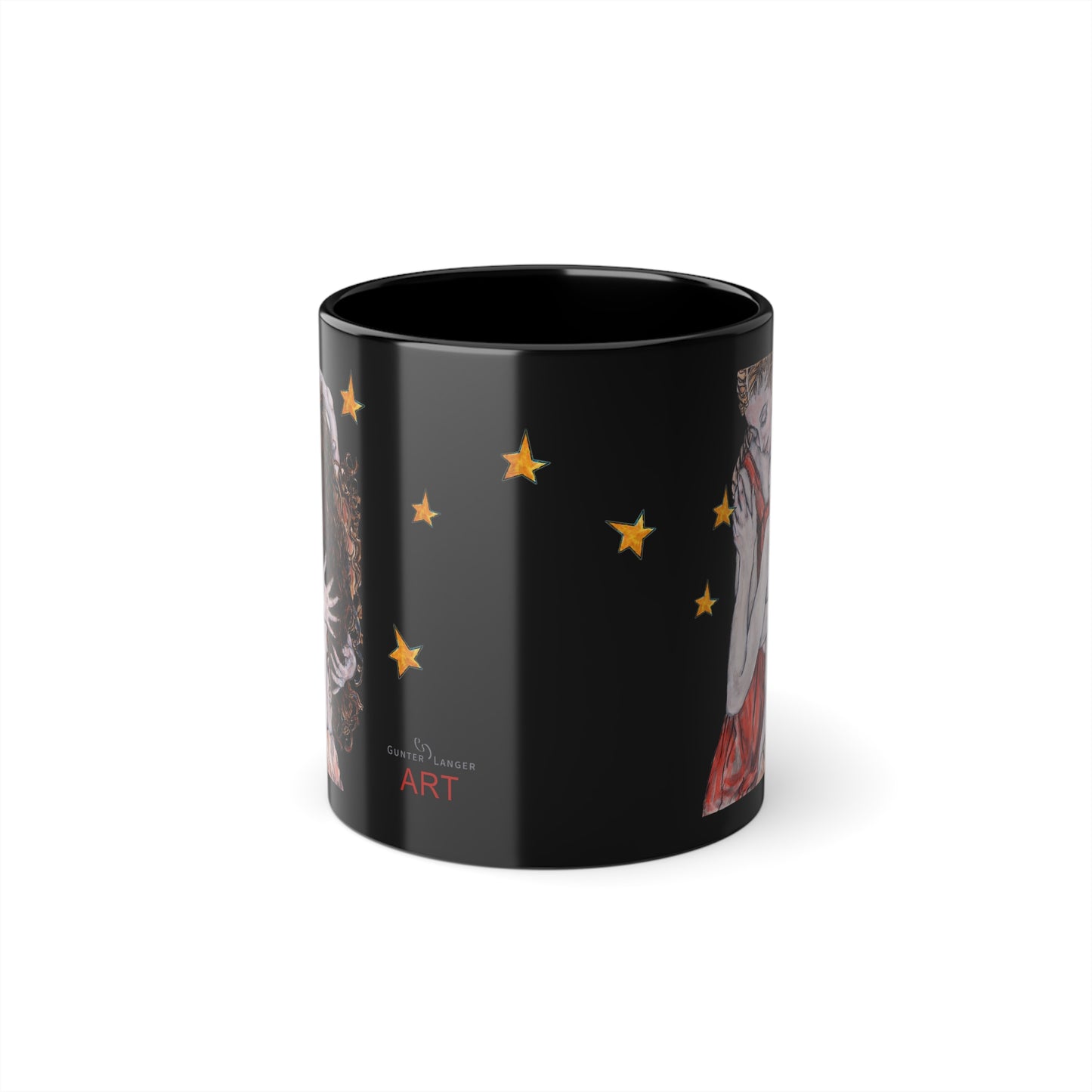 Black Coffee Cup, 11oz - Motiv: Bei dir, Nachthimmel mit Sternen, DE