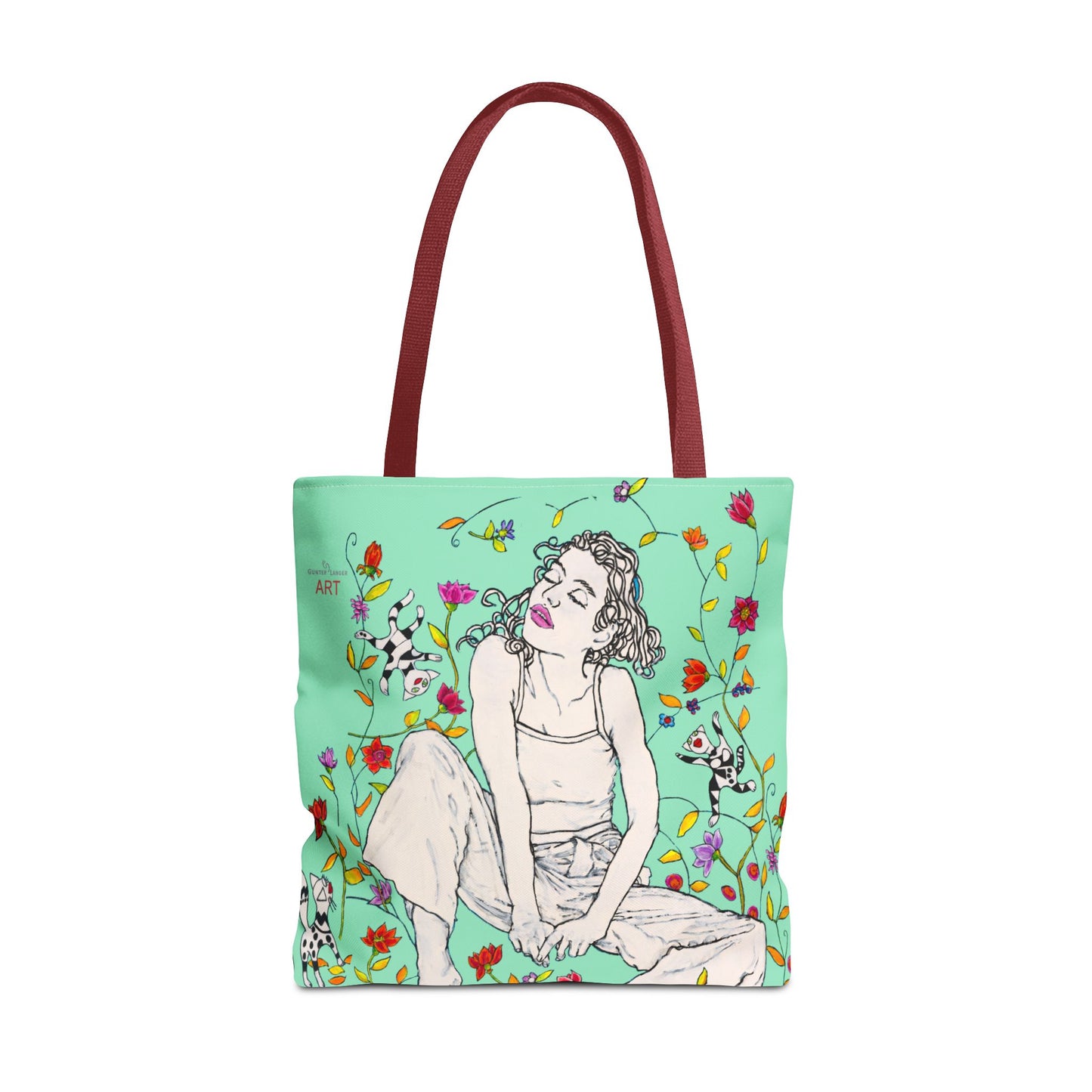 Tote Bag (AOP) - Motiv: Carolin sw auf dklgrün