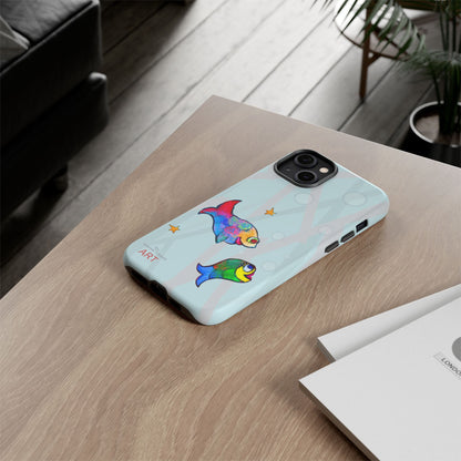 Tough Cases - iPhone - Motiv: "Fische", Mikado blau
